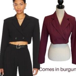 NWT House of Harlow 1960 Women's Cropped Jacket/Top In Burgundy Size M